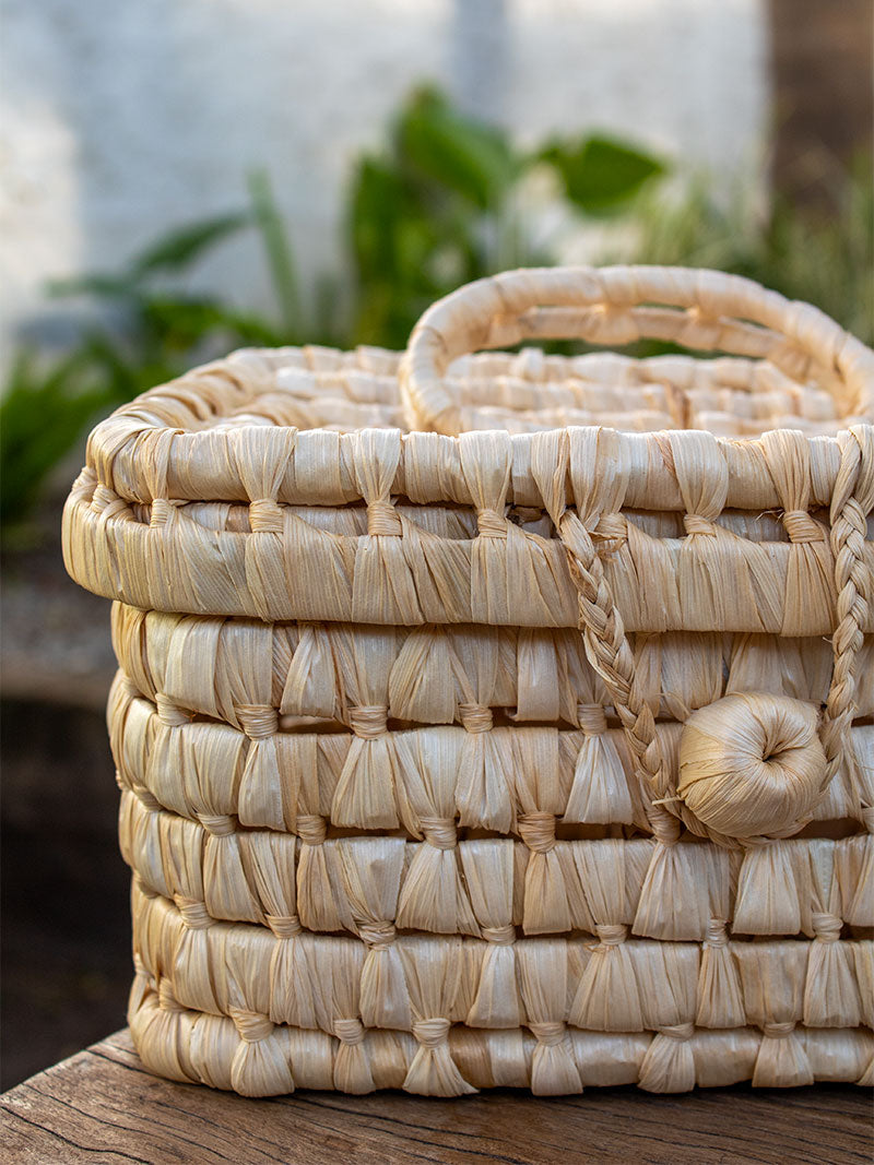 CANASTO CON TAPA FIBRA NATURAL