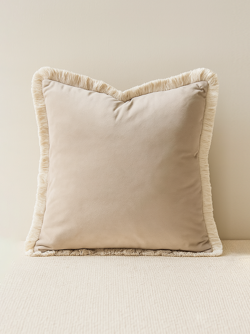 Almohadón Terciopelo Flecos
