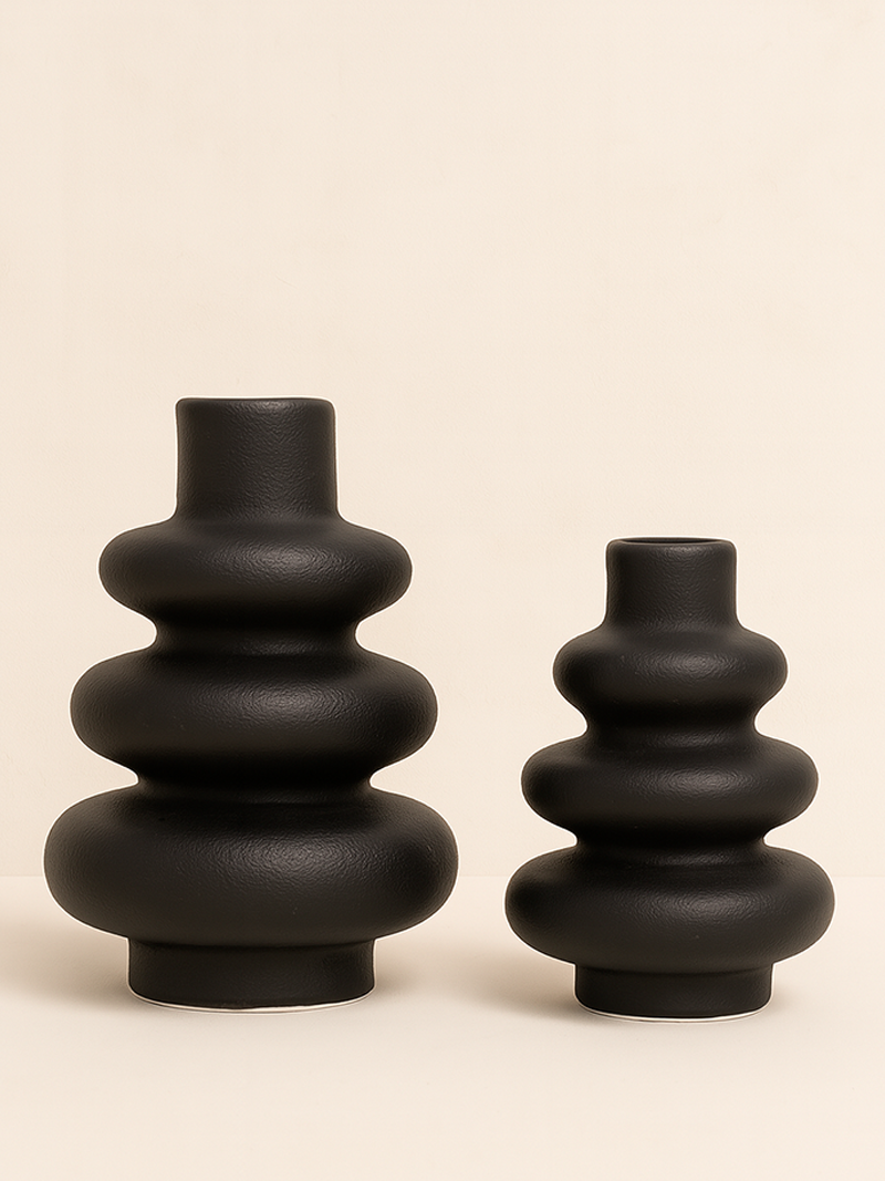 Set Jarrones Cerámica Donas Black