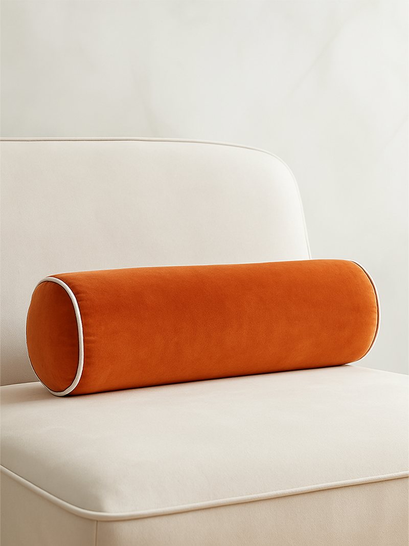 Almohadón Cilindro Terciopelo Color Block