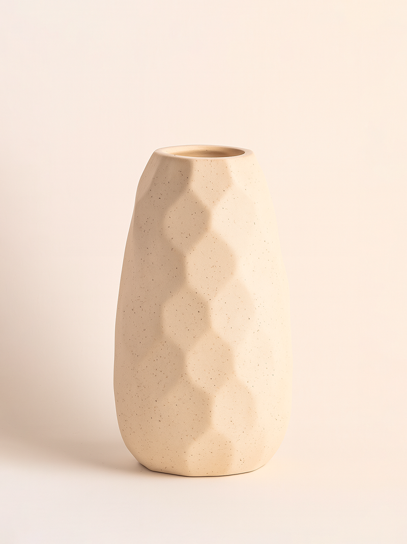 Jarrón Cerámica Arena Facetado