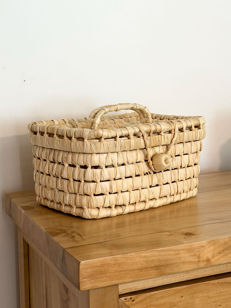 CANASTO CON TAPA FIBRA NATURAL