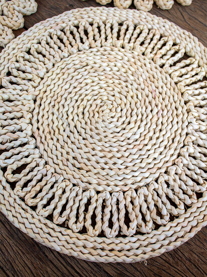 SET X4 INDIVIDUALES FIBRA NATURAL FLOR