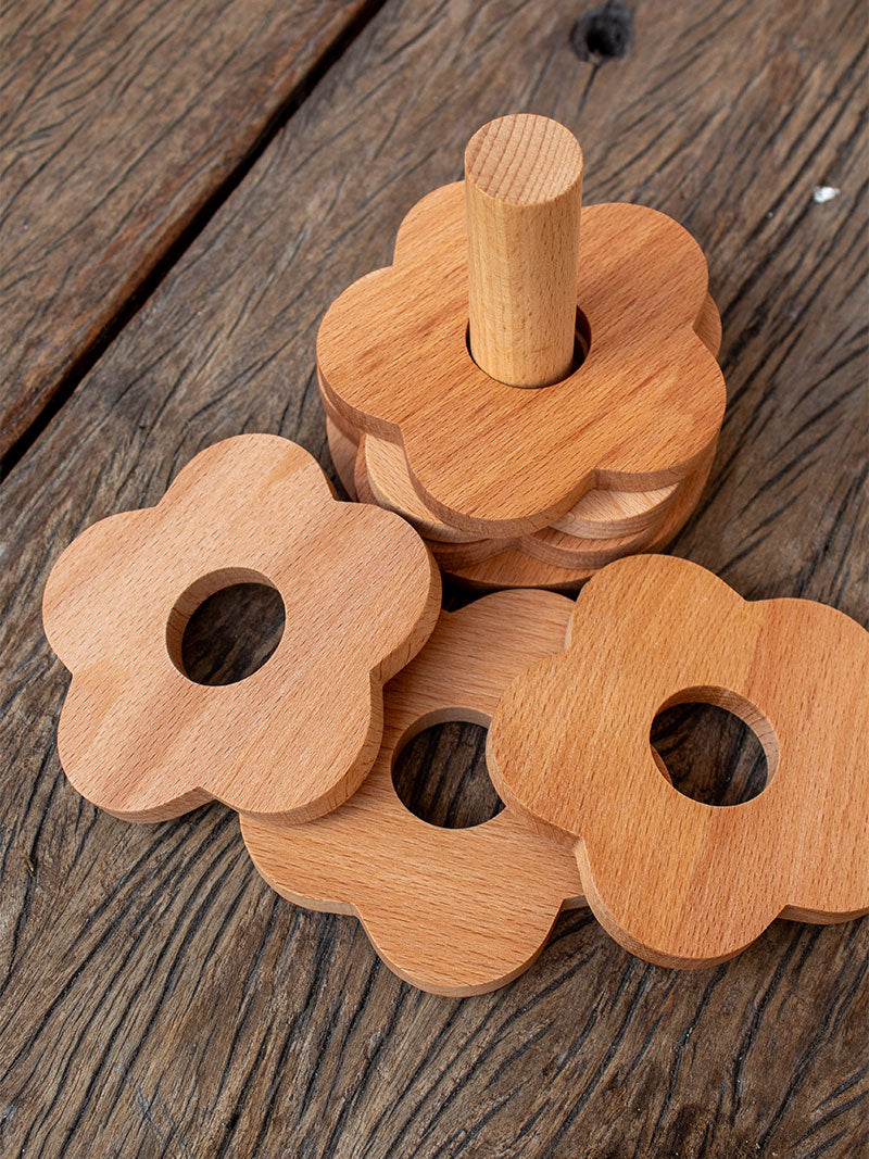 SET POSAVASOS X6 MADERA FLOR