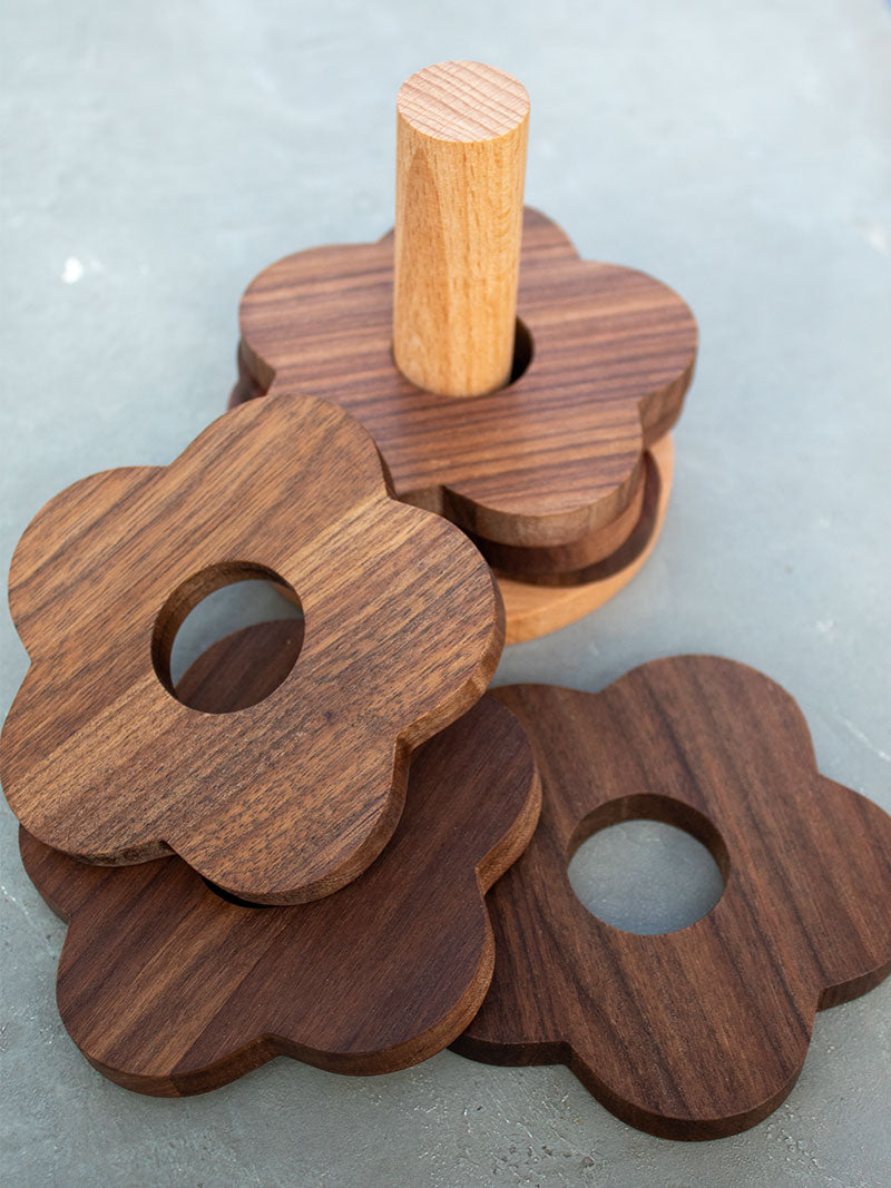 SET POSAVASOS X6 MADERA FLOR