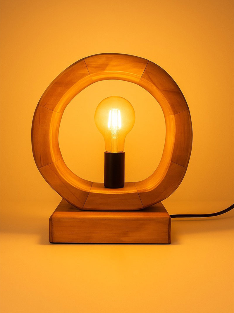 LÁMPARA ARCO ORGÁNICO MADERA