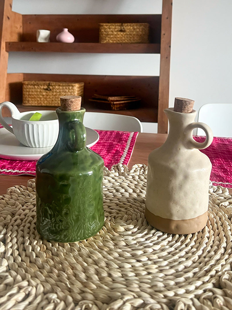 ACEITERA CERÁMICA TAPÓN CORCHO VERDE
