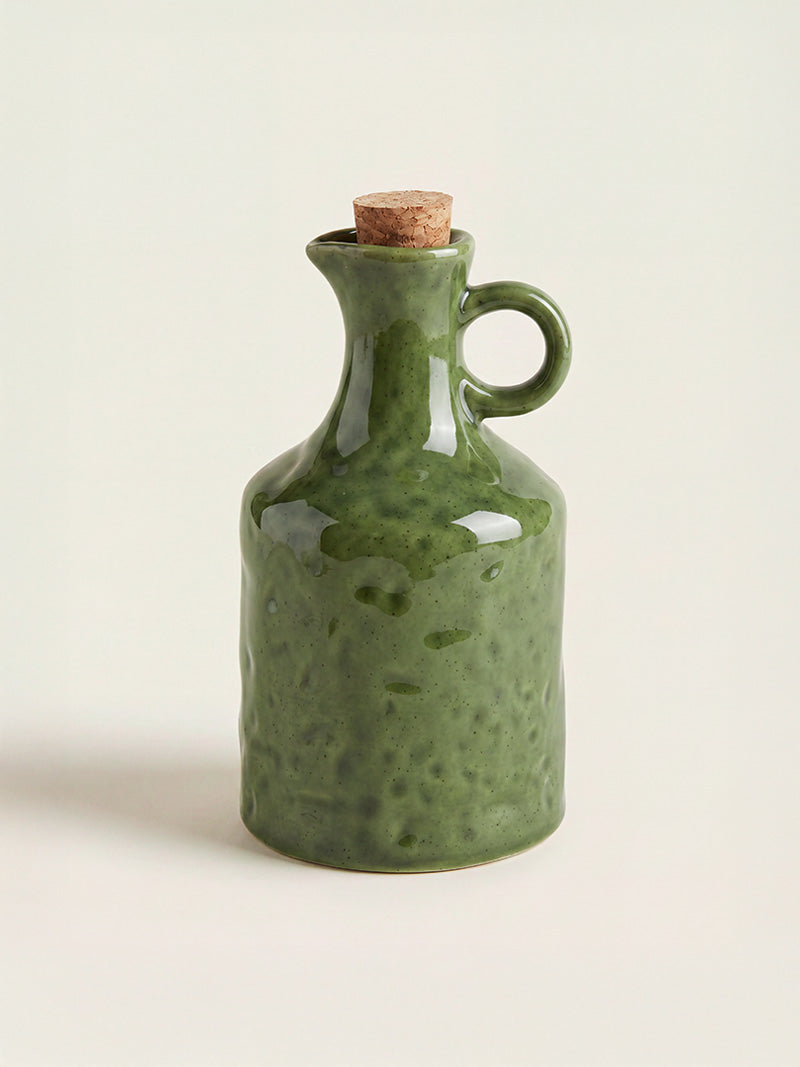 ACEITERA CERÁMICA TAPÓN CORCHO VERDE