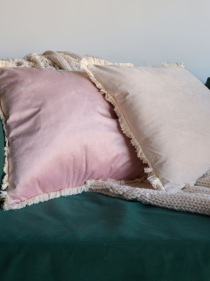 Almohadón Terciopelo Flecos