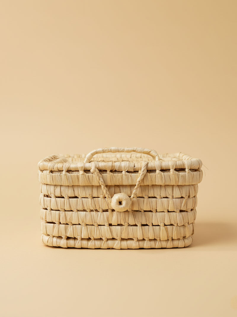 CANASTO CON TAPA FIBRA NATURAL