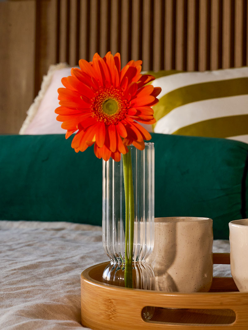 Jarrón Vidrio Estriado