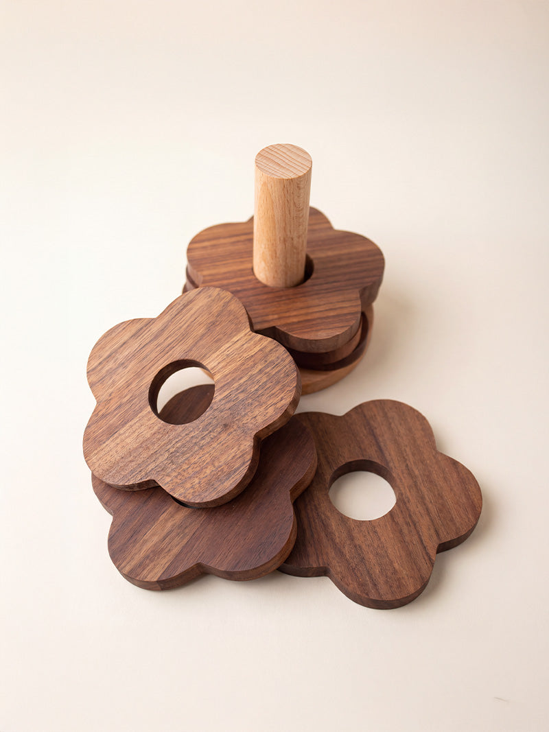 SET POSAVASOS X6 MADERA FLOR