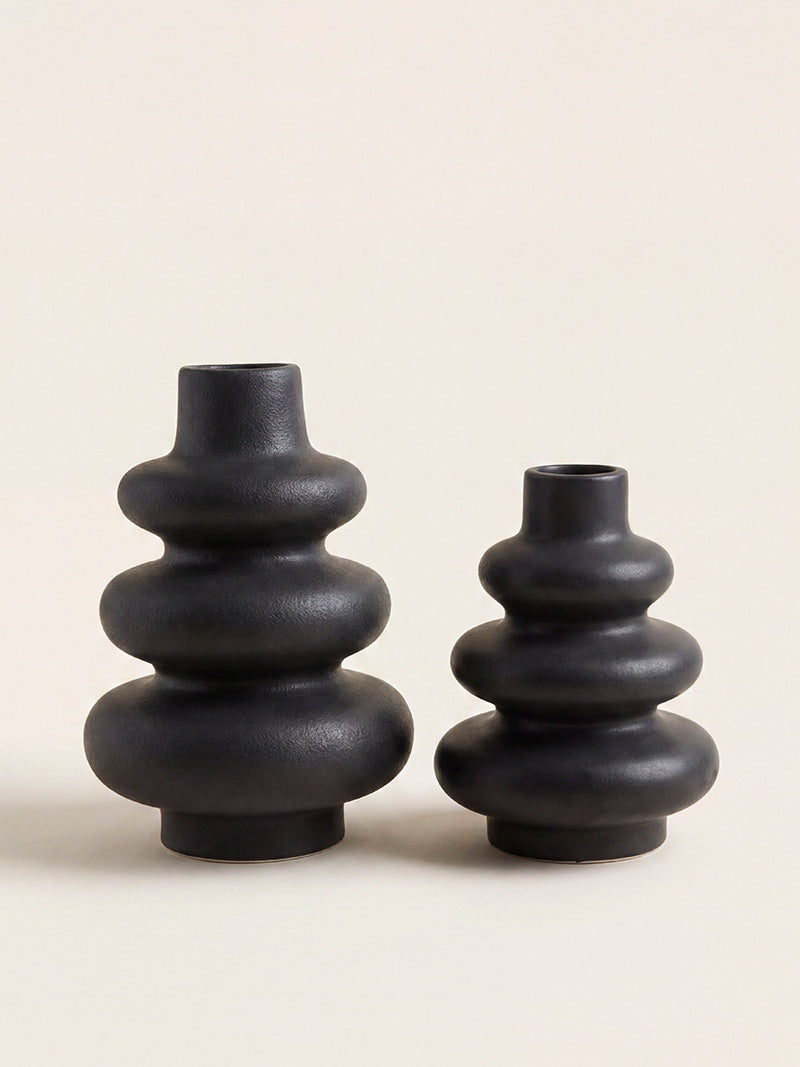 Set Jarrones Cerámica Donas Black